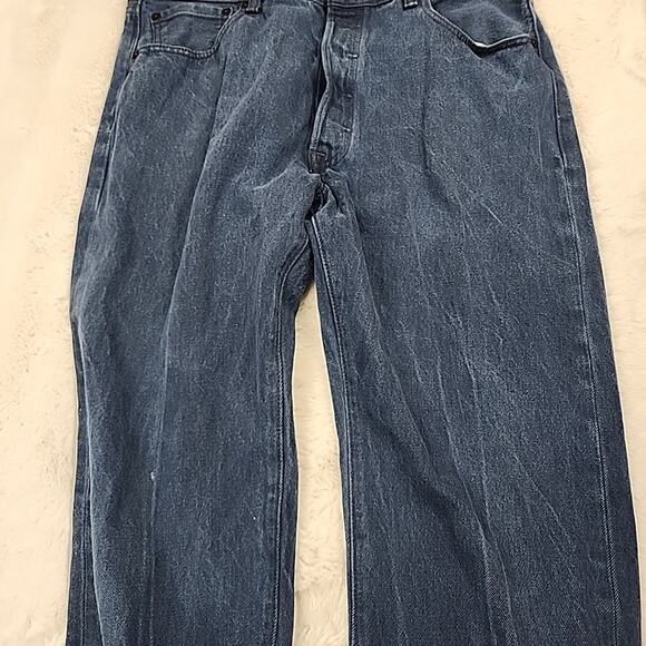 Levis Mens 501 Button Fly Jeans Sz 32x30 Dark Wash 100% Cotton - Picture 5 of 16